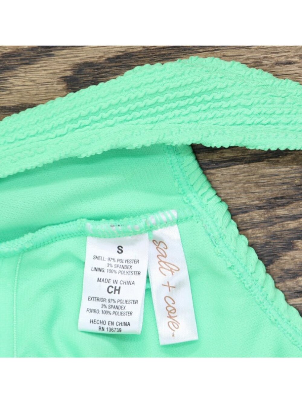 Salt + Cove Scoop Back Juniors Swim One Piece Swimsuit Mint Tea Green S - Picture 3 of 4